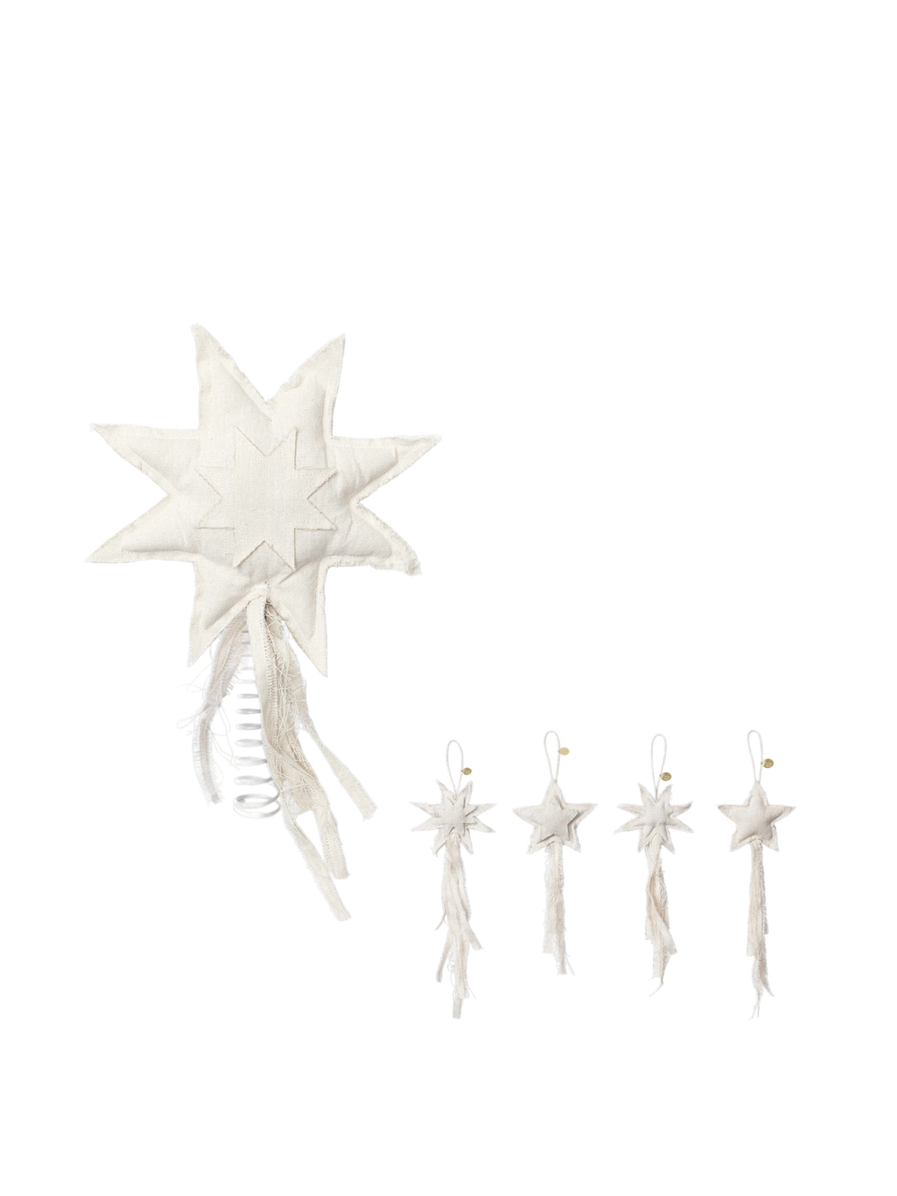 Vela Star Treetopper & Ornaments - Set of 4 - Gift Set - Natural
