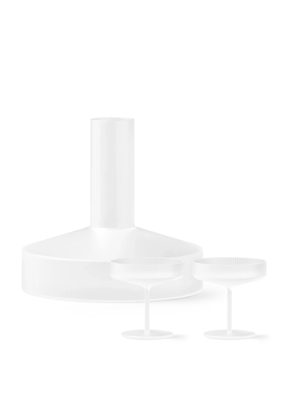 Ripple Champagne Saucers - Set of 2 & Wine Carafe Gift Set - Frosted