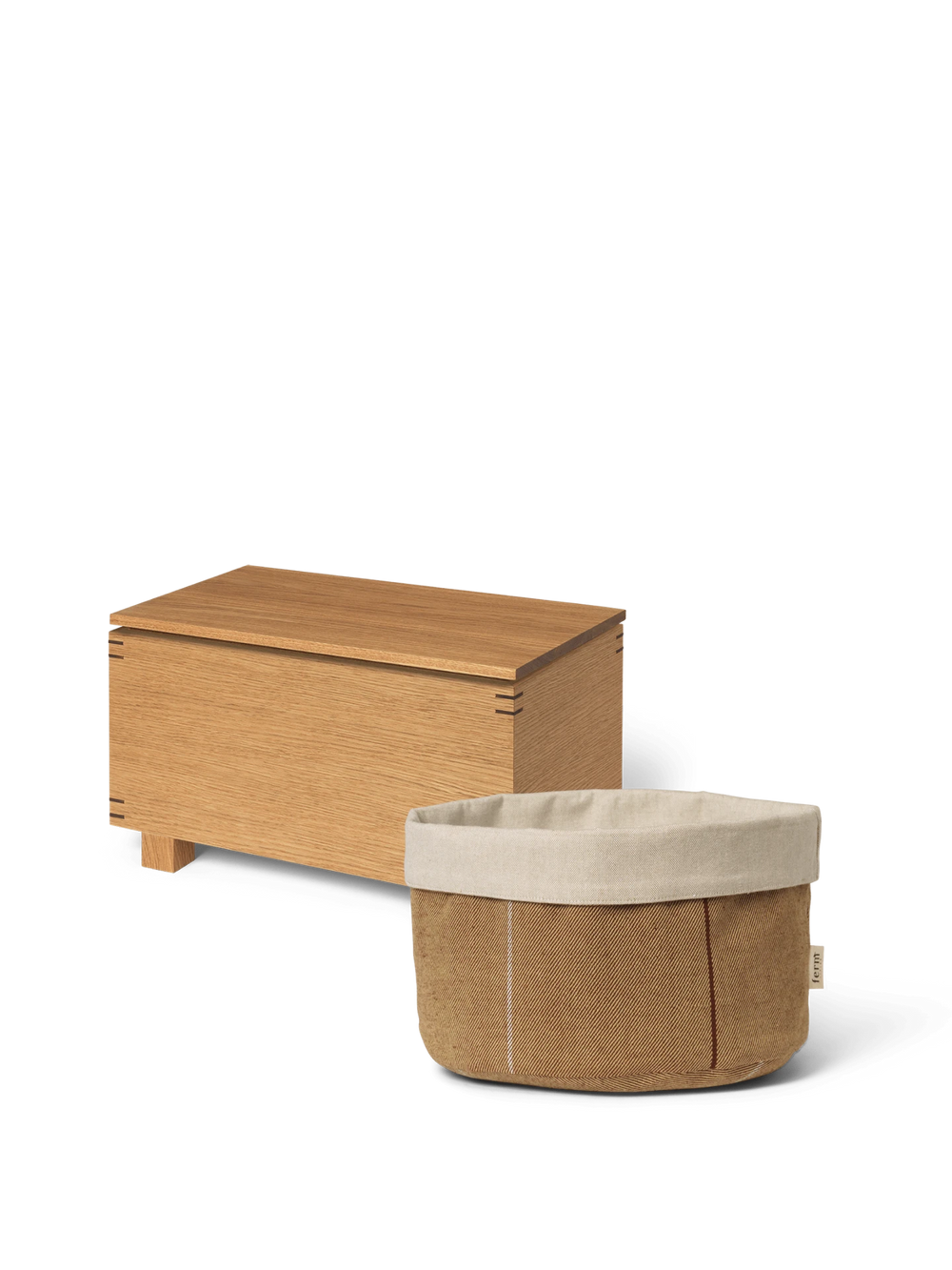 Bon Wooden Box - Oiled Oak & Ito Kitchen Basket - Round - Natural/Straw - Gift Set