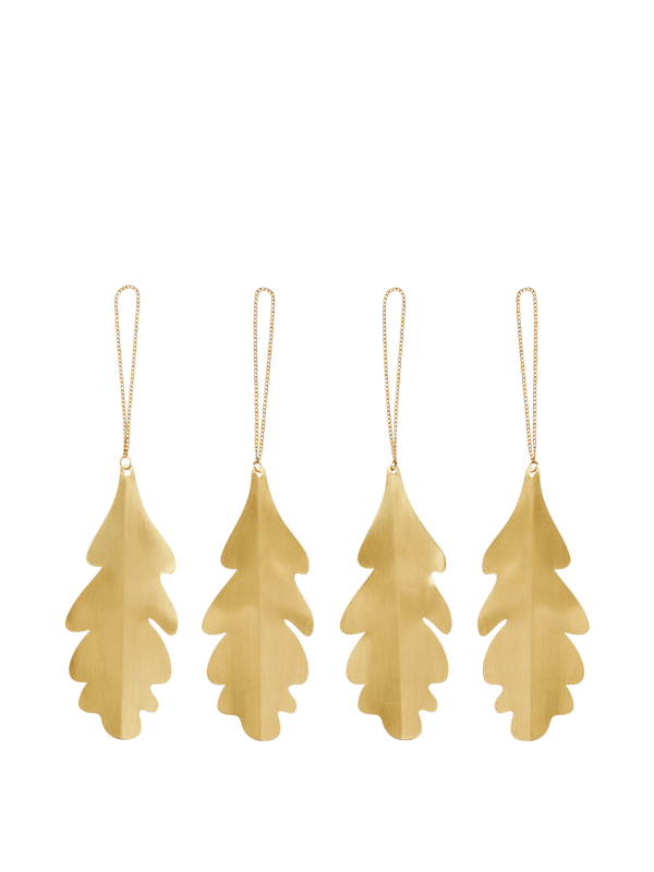 Oak Leaf Brass Ornaments - Set of 4 - Brass