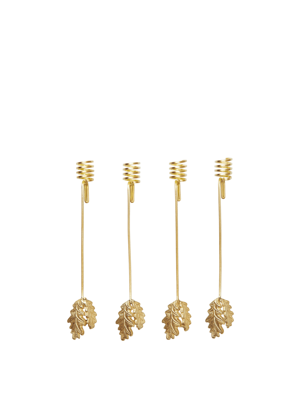 Oak Leaf Christmas Tree Holders - Set of 4 - Brass