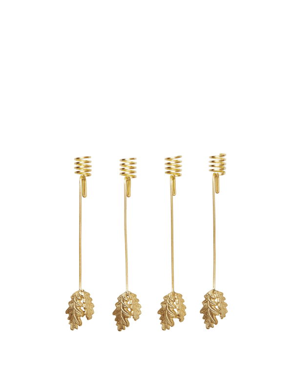 Oak Leaf Christmas Tree Holders - Set of 4 - Brass