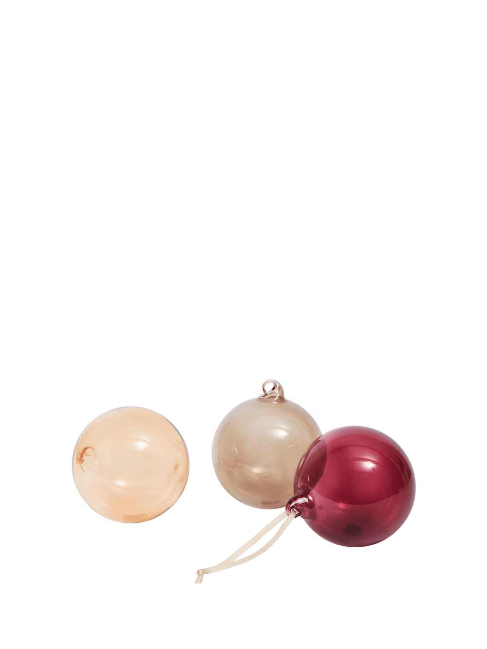 Glass Baubles - Large - Set of 3 - Roseate Translucent