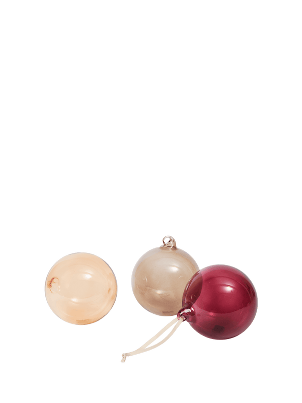 Glass Baubles - Large - Set of 3 - Roseate Translucent