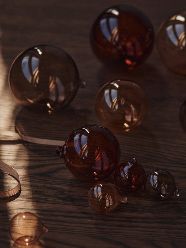 Glass Baubles - Large - Set of 3 - Roseate Translucent
