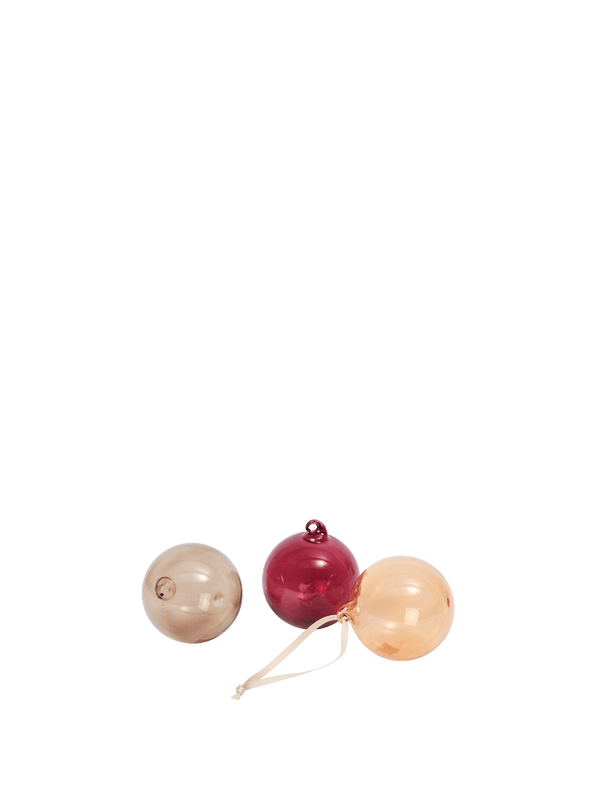 Glass Baubles - Medium - Set of 3 - Roseate Translucent