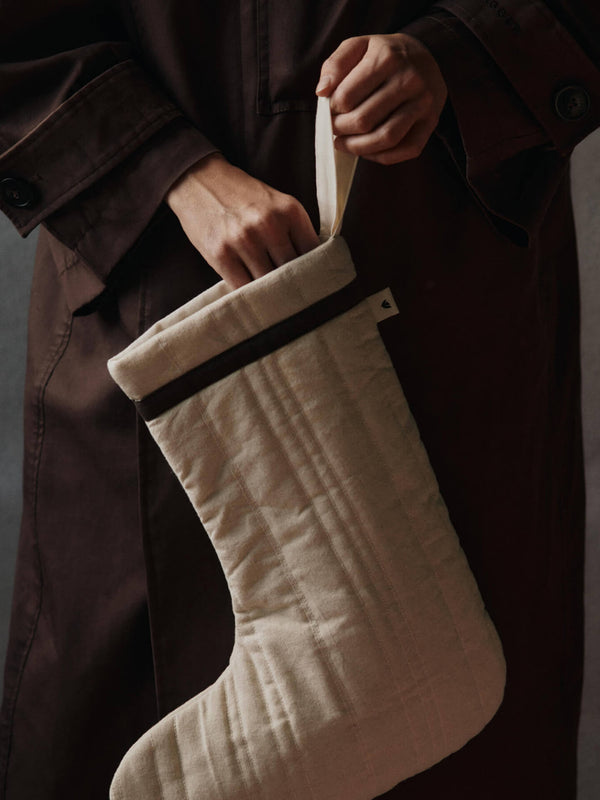 Vari Quilted Christmas Stocking - Cotton - Natural