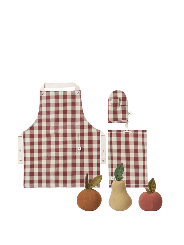 Bothy Kids Kitchen Set - Cinnamon/Grey Green & Edi Play Fruits - Set of 3 - Gift Set