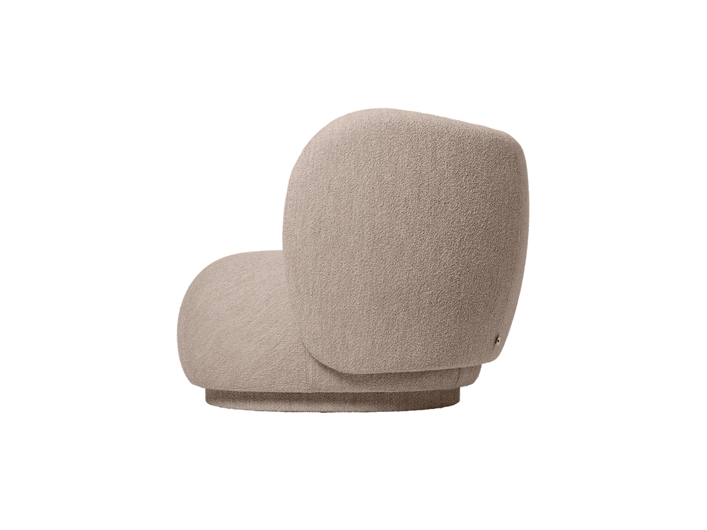 Armlænsmodulet set fra siden i Soft Bouclé natur, afrundet sæde og ryg
