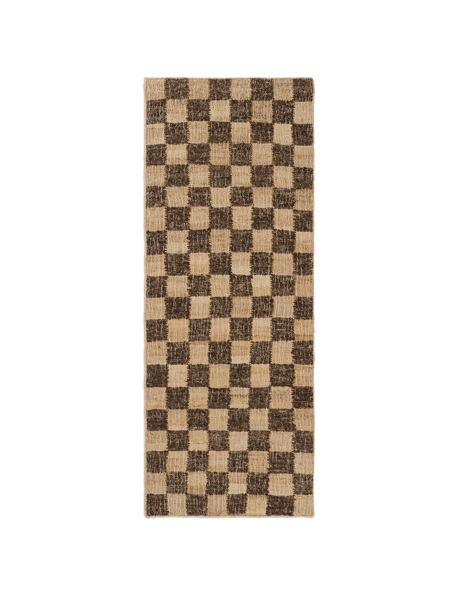 Check Wool Jute Løber - 70x180cm - Brun/Natur | Ferm Living